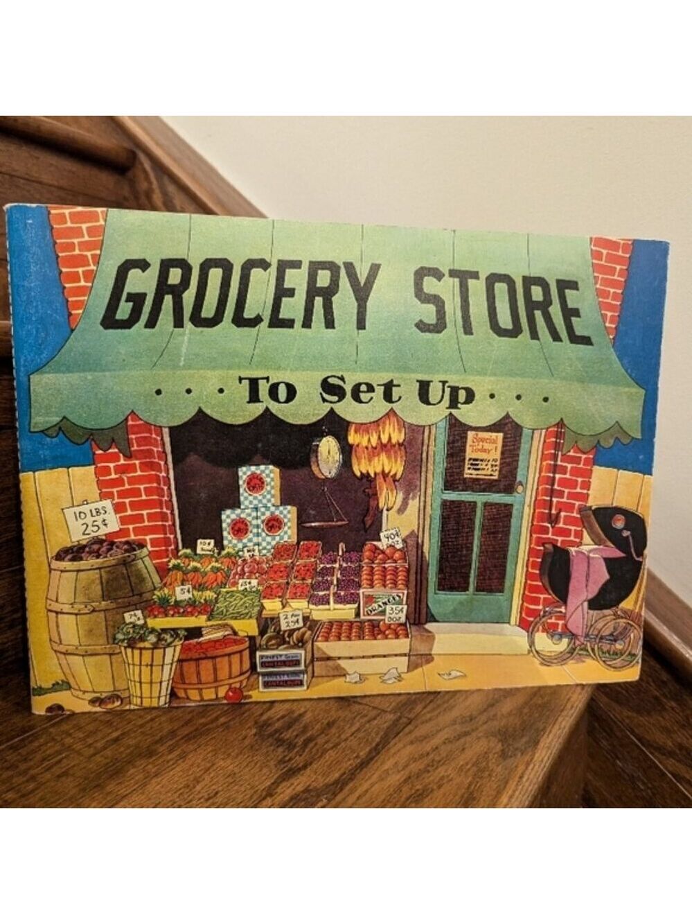 Vintage 1970s Paper Doll Play Book - Grocery Store cut out play set